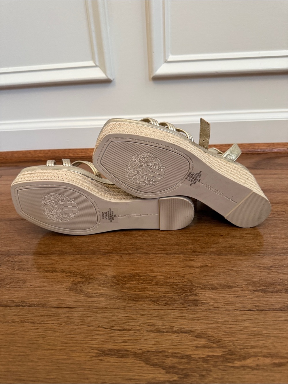 Beach Nightlife Pool Party Metallic Gold Wedge Sandals with Espadrille Platform - Picture 5 of 5